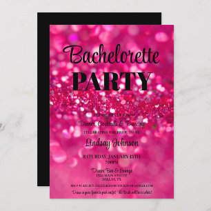 Shock rosa Glitter Glam Bachelorette Party Helg Inbjudningar