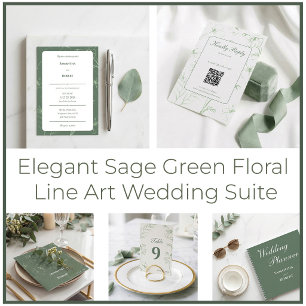 Elegant sagegrön blomsterlinjekonstpapper pappersservett