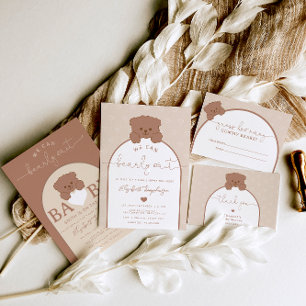 Babykläder för modern minimal Nalle Neutralt Inbjudningar