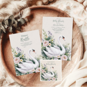 Mjuk  Svan Princess Rosa Baby Shower Inbjudningar