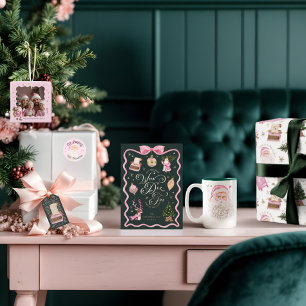 Retro Vintage Merry & Rosa Watercolor Jultomten Två-Tonad Mugg