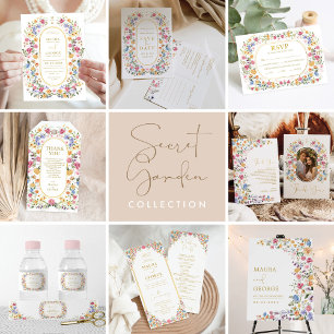 Bröllopsfesten Colorful Wildblommor Garden Flowers Vattenflaskor Etikett