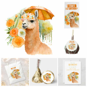 Vattenfärg Llama Alpaca - födelsedagsinbjudan Inbjudningar
