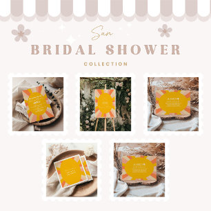 70-tals Retro Här kommer solen Bridal Shower Inbjudningar
