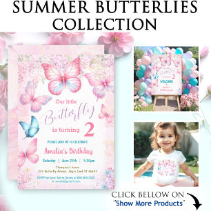 Lite Butterfly Rosa Lila Blommigt, Namn T Shirt