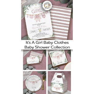 Det är en Rosa Boho Trasa Greenery Baby Shower Presentaskar