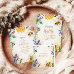 Mamma till Bee Wildblomme Honeybee Mamma Baby Show Inbjudningar