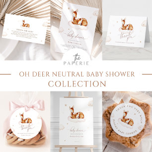 Oh Hjort Gender Neutral Watercolor Baby Shower Inbjudningar