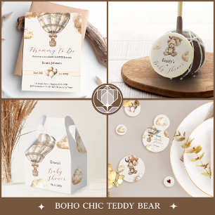 Boho Nalle Luft Balloon Himlar Baby Shower Presentetikett