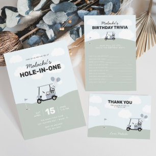 Boys Hål-in-One Golf 1:a födelsedagen Tack Kort