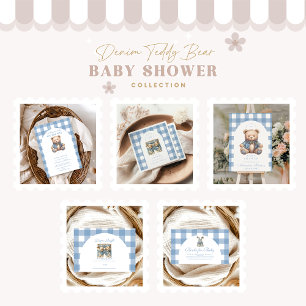 Cute Denim Baby Shower Inbjudningar