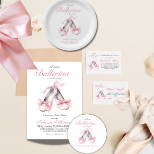 Little Ballerina Rosa Bow Girl Baby Shower Runt Klistermärke