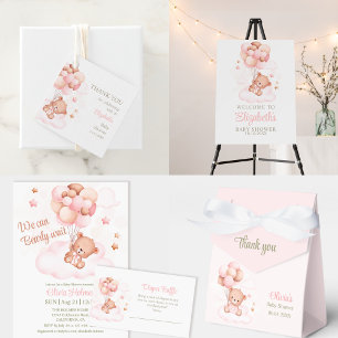 Bubblor för babyskor för nalle och Rosa Inbjudningar