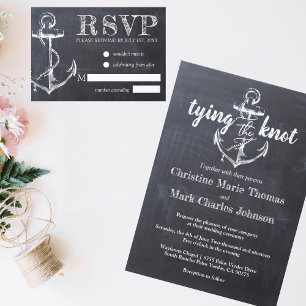 Nautical Anchor Chalkboard Rustic Bröllop Inbjudningar