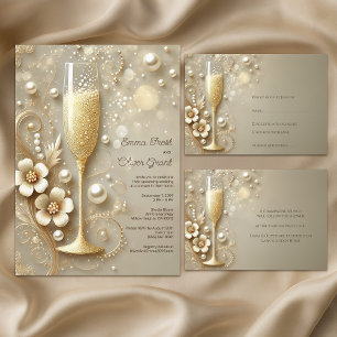 Champagne & Pearl Bröllopsdusch OSA Kort
