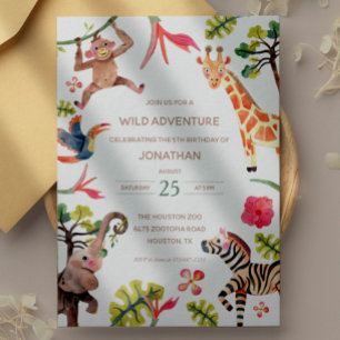 Vild Safari Zoo Birthday-inbjudan Inbjudningar