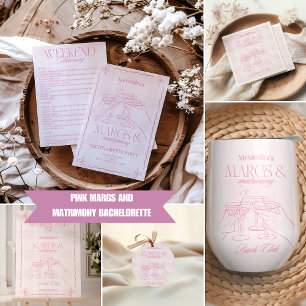 Rosa Margs och Matrimony Bachelorette Inbjudningar