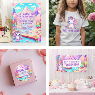 Rosa Magic Cute Sparkling Unicorn Birthday Girl T Shirt
