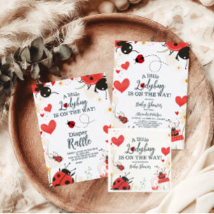 Little Ladybug Girl Baby Shower Diapper Raffle Tilläggskort