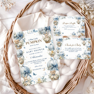 Whimsical Blå Liten Pumpa Bebis Shower Inbjudningar