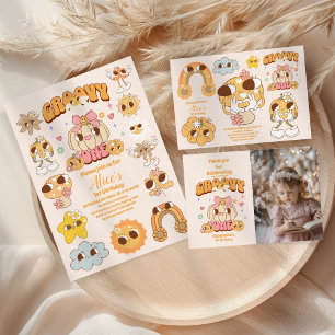 Photo Groovy One Boho Daisy 1st Birthday Party Tack Kort