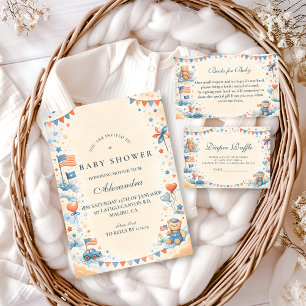 Patriotiska stjärnor och ränder baby shower inbjudningar