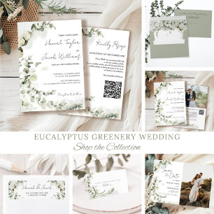 Eucalyptus QR-kod Foto Bröllop Inbjudningar