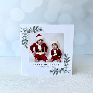 Vinter Berries-fotokort för jul och Helgdagar Julkort