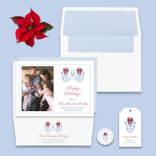 Elegant Ginger Burk Glad helg-familjen Bild Julkort