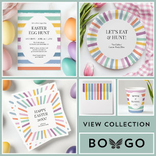 Glad påsk Egg Hunt Modern Colorful Stripe Returadress Etikett