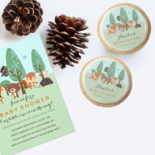 Söt Woodland Friends Baby Shower Inbjudan
