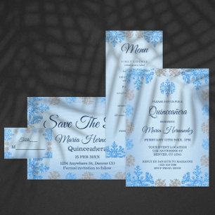 Quinceañera Ice Blue Silver Winter Snowflake Pappersservett