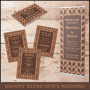 Retro Brown och Orange Bröllop 1970 Tack Kort