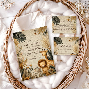 Neutral Safari Woodland Bebis Shower Blöja Raffe Tilläggskort