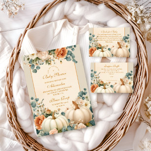 Rustic Pumpkin Blommigt Baby Shower Inbjudningar