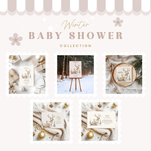 Rustic Reindeer Winter Baby Shower Inbjudningar