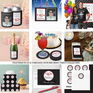 40 & Fabulous 40:e födelsedag Namn Black & White