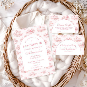 Romantisk Rosa Toile Baby Shower Pappersservett