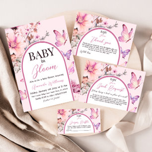 Lila Butterfly Baby i Bloom Girl Baby Shower Tack Kort