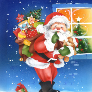 Santa som vinkar goodbye helgkort