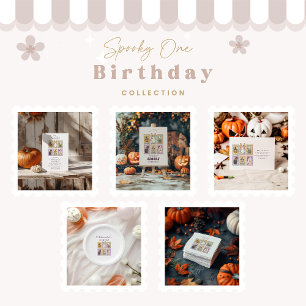 Cute Cottagecore Halloween 1:a födelsedagen Tack Kort