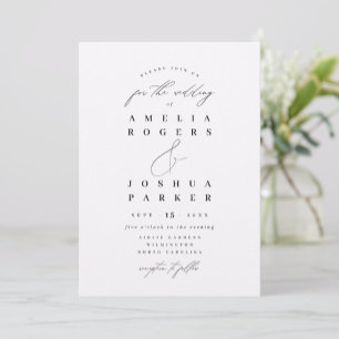 Minimalistisk modern kalligrafi Bröllop Inbjudningar