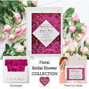 Bröllpsdusch Rosa Rosor Inbjudningar Vykort