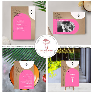 Monogram Rosa Arch Blommigt Bröllop Inbjudningar