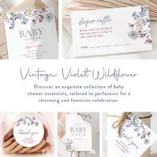 Violet Vintage WildblomBaby Shower Runt Klistermärke