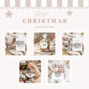 Färgglad Retro God Jul Returadress Etikett