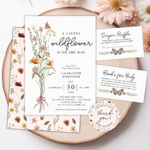 Little WildblommGirl Baby Shower Tack Runt Klistermärke