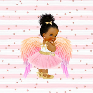 African American Girl Ballerina Baby Shower Inbjudningar