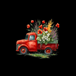 Inbjudan till Möhippan vintage Lastbil Red Poppies