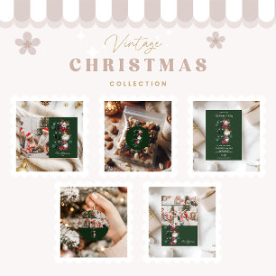 Retro Gingham Santa & Friends God jul Inbjudningar